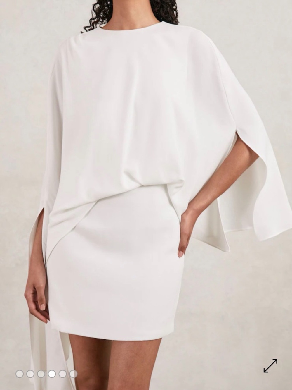 Halston Heritage Cream Asymmetric Draped Crepe Mini Dress